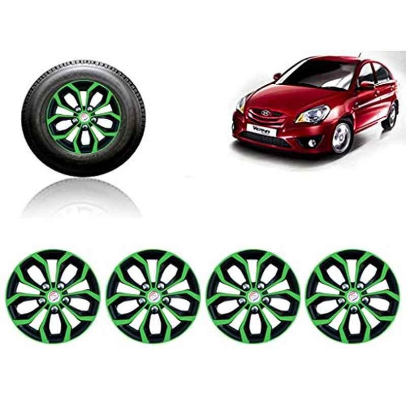 Auto Pearl 4 Pcs 14 inch ABS Green & Black Car Wheel Cover Set for Hyundai Verna Transform