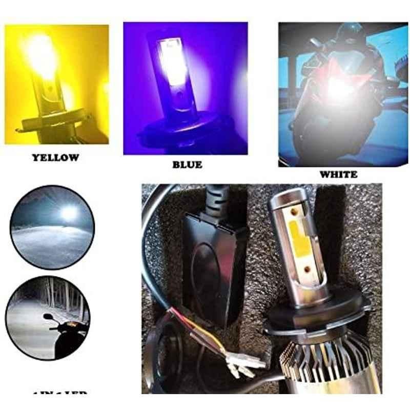 AOW Multi Color LED Anti-Flicker (36W/3800LM) Headlight Bulb with Ultra Bright White Light Universal for All Bikes (12V - 36W) t-10