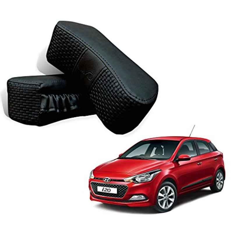 Kozdiko 2 Pcs Memory Foam Black Car Vastra Neck Rest Cushion Set for Hyundai I20 Elite, koz_5307