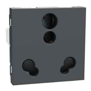 Schneider Electric Miluz Zeta 6A/16A Polycarbonate & Polyamide 3 Pin Anthracite Socket with Shutter, MZSO6162M3P_AN (Pack of 10)