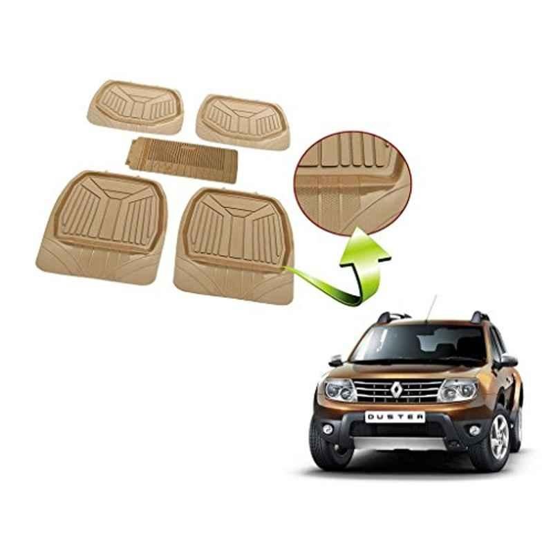 Kozdiko 5 Pcs Rubber Beige 3G Rubber Mat Set for Renault Duster