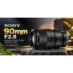 Sony SEL90M28G 90mm F2.8 Black Macro Zoom Camera Lens, SEL90M28G/Q