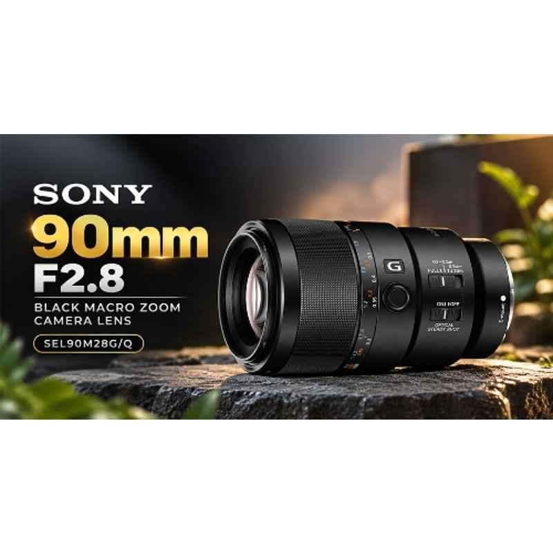 Sony SEL90M28G 90mm F2.8 Black Macro Zoom Camera Lens, SEL90M28G/Q