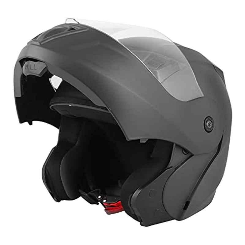 O2 Prox Full Face Flip Up Helmet With Scratch Resistant Clear Visor & Cross Ventilation Head Protector For Bike Motorcycle Scooty Mena Riding (Matte Black, M), 1230 (Pxp0Mb)