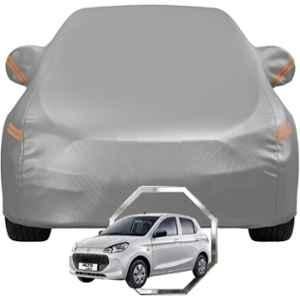 Allextreme Polyester Grey Highlighter Car Cover with Mirror Pocket & Triple Stitched Bottom Elastic for Maruti Suzuki Alto K10 All Model & Years, MS-ALTO-K-GRY