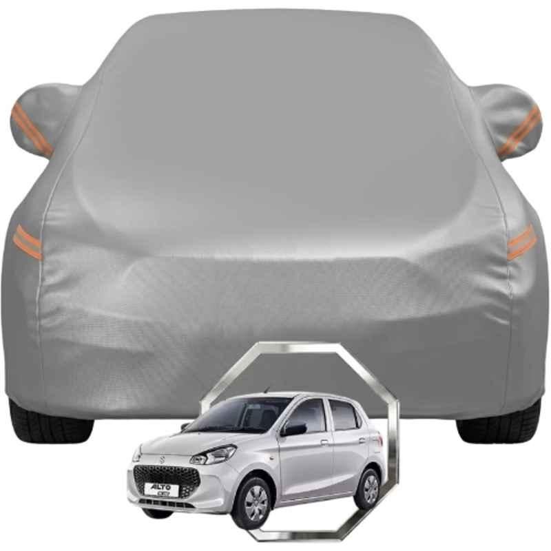 Allextreme Polyester Grey with Highlighter Car Cover with Mirror Pocket & Triple Stitched Bottom Elastic for Maruti Suzuki Alto K10 All Model & Years, MS-ALTO-K-GRY