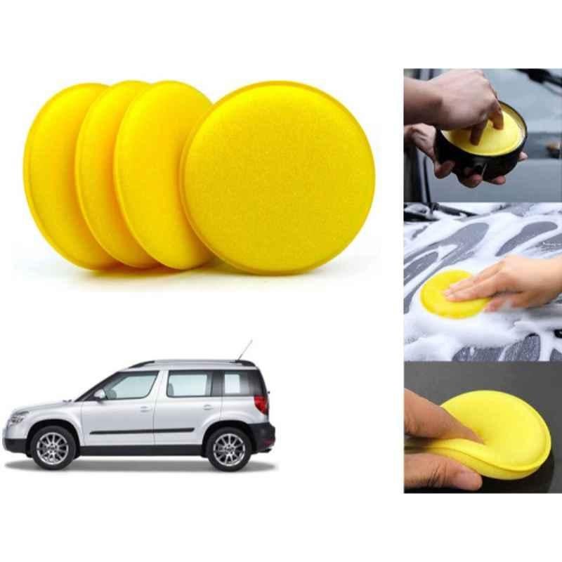 Auto Pearl Polyurethane Beige Washing & Waxing Polish Foam Sponge for Yeti (Pack of 4)