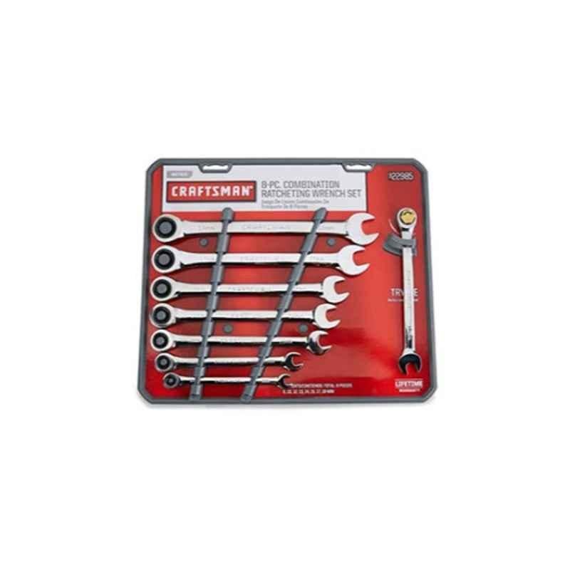 Craftsman Silver Flat Ratcheting Wrench Set, 2724663569558, (Pack of 8)