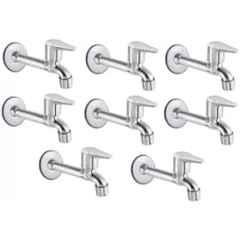 Senkiddpro Fusion Steel Chrome Finish Wall Mounted Long Body Tap with Wall Flange (Pack of 8)