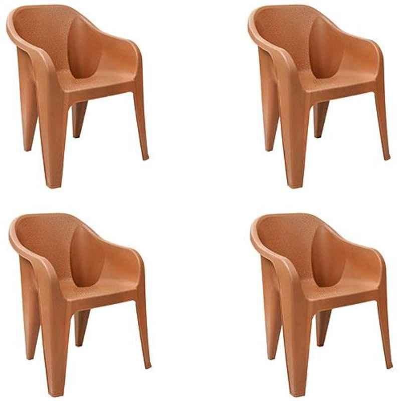 Italica Polypropylene Camel Luxury Arm Chair, 2019-4 (Pack of 4)