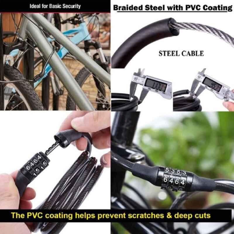 Auto Pearl PVC & Plastic Black Combination Cable Lock for Splendor NXG, 692