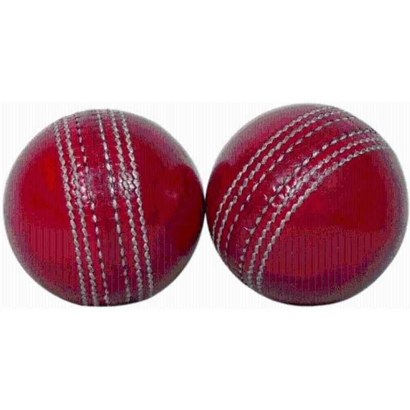 HHS Sports Red Standard Cricket Leather Synthetic Ball (Pack of 2)
