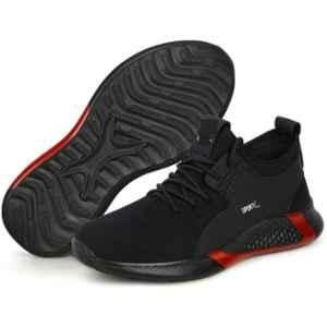Ambrick Safety-X Mesh Black & Red Steel Toe Industrial Safety Shoes with Air Mix Sole for Men, Size: 8