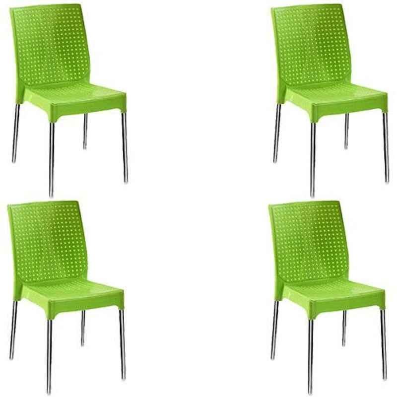 Italica Polypropylene Green Plasteel Chair without Arm, 1206-4 (Pack of 4)