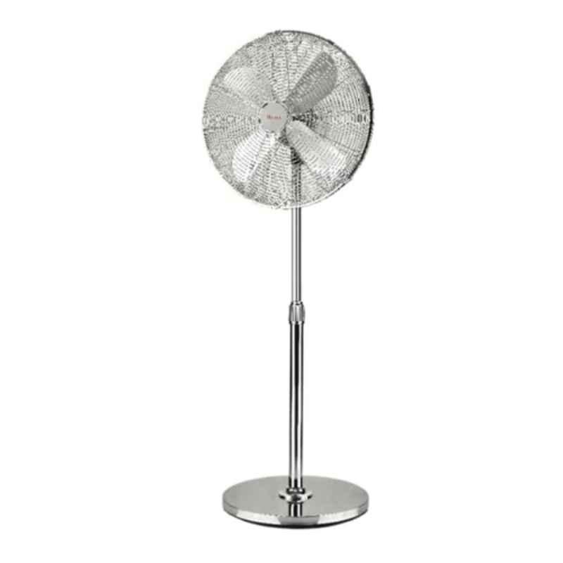 Micron Turbo Air 16 inch 4 Blade Metal Stunning Silver Adjustable Height Pedestal Fan, MME-TA01