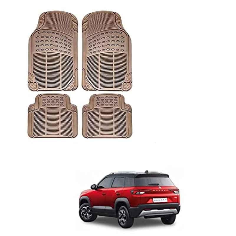 Kozdiko 4 Pcs Beige Car Simple Rubber Foot Mat Set for Maruti Suzuki Brezza New 2022