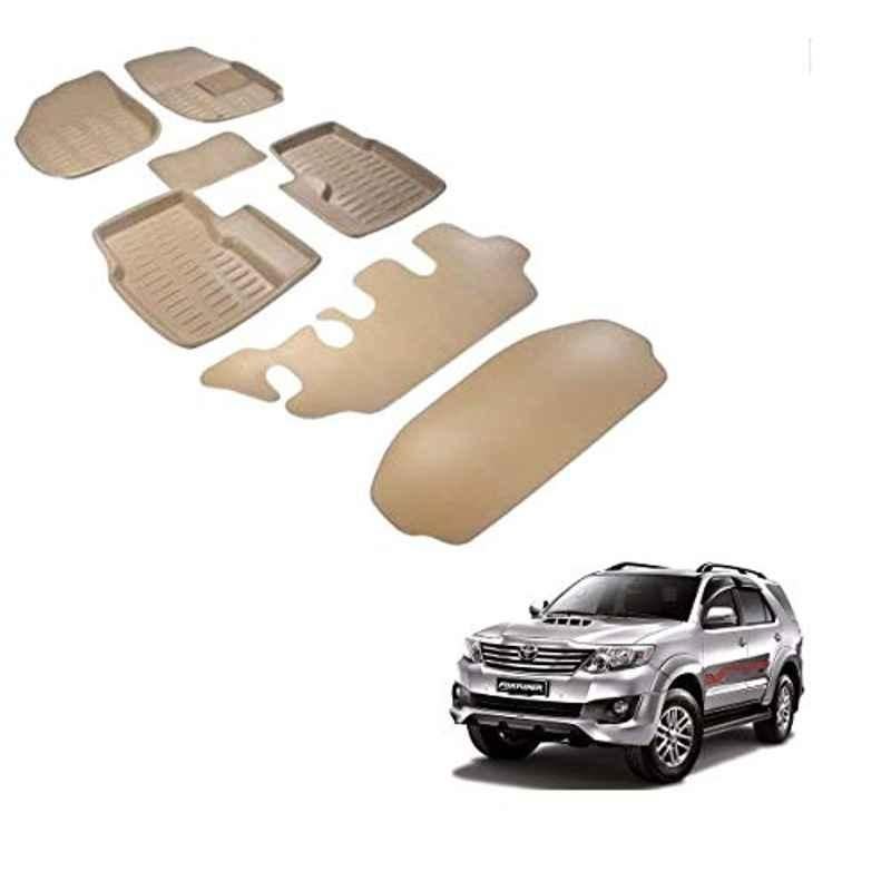 Kozdiko 3D Beige Car Foot Mat Set for Toyota Old fortuner, koz_88128