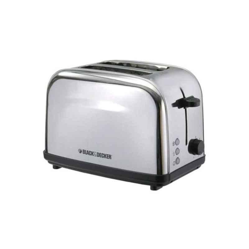 Black & Decker 1050W Stainless Steel Silver & Black Bread Toaster Stainless Steel 2 Slice with Crumb Tray, ET222-B5