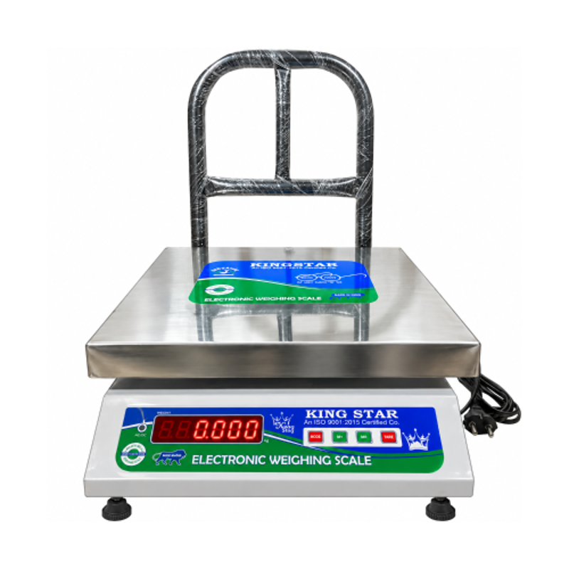 Kingstar 50kg 360x360mm Stainless Steel Bright Green LED Backlit Display Weighing Scale