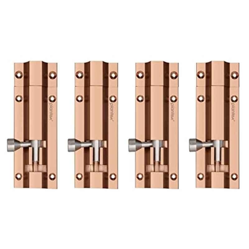 Plantex Stainless Steel 4 inch Tower Bolt/Tower Bolt for Home, Offices Doors and Windows/Tower Bolt for Main Door/Door Latch/Kundi/Chitakini/Door Latch for Windows (Rose Gold, Pack of 4)