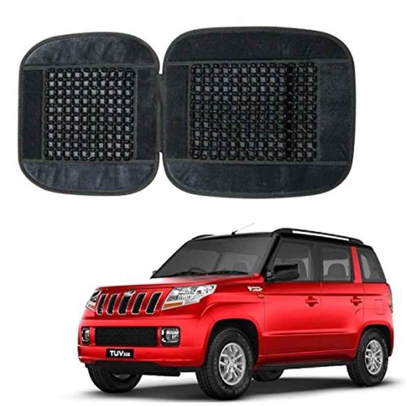 Kozdiko Car Wooden Bead Seat Cover Cushion with Grey Velvet Border for Mahindra TUV 300