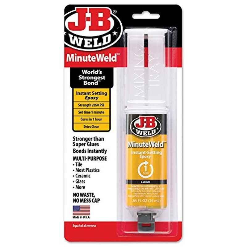 J-B Weld ClearWeld 25ml 2850psi Clear Instant-Setting Epoxy Syringe, 50101