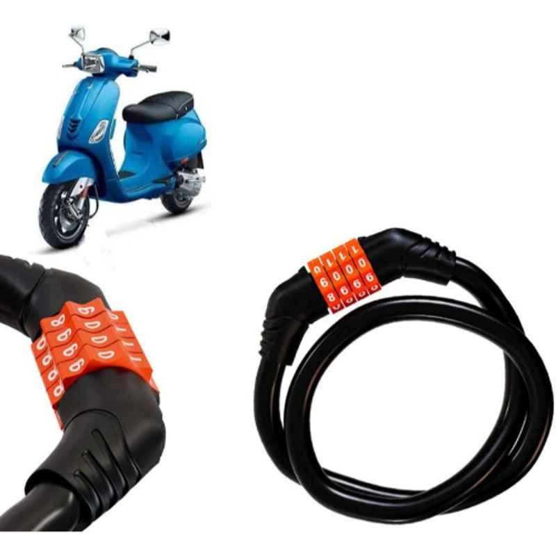 Auto Pearl Black & Orange 4 Digit Anti-Theft Combination Number Lock for V 48 BS6