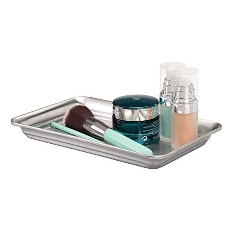 iDesign Basic Stainless Steel Brushed Bathroom Vanity Towel & Organizer Tray, 02870ES