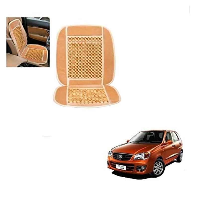 Kozdiko Wooden Bead Seat with Beige Velvet Border for Maruti Suzuki Alto K10, KOZ-86528
