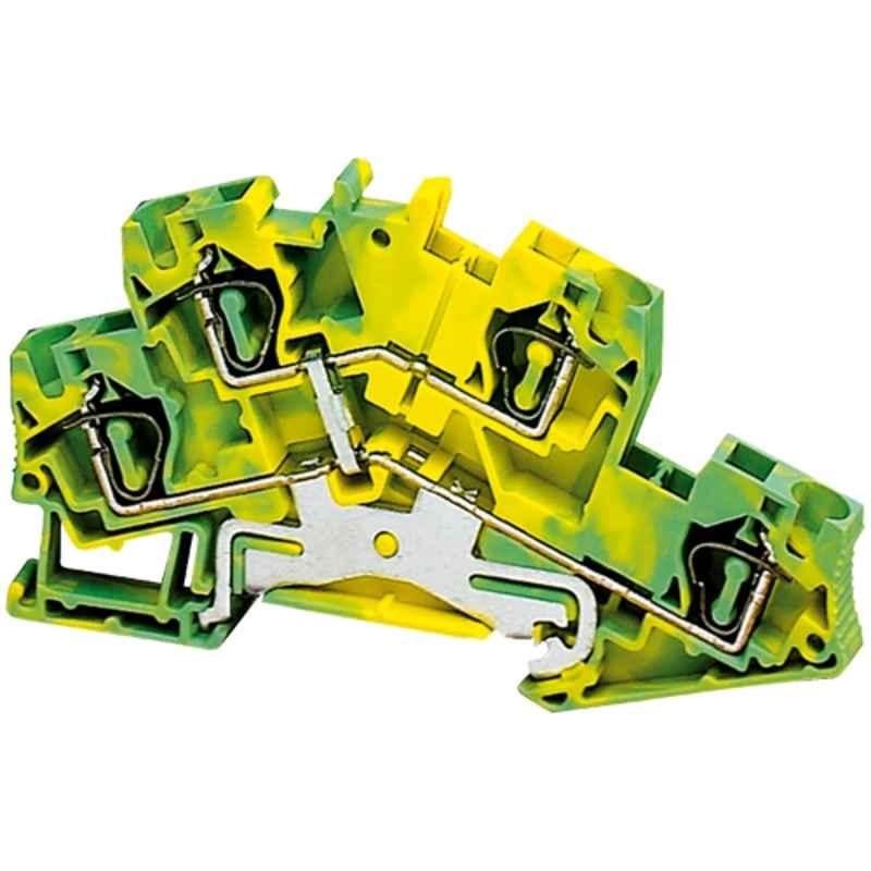 Schneider Linergy TR 92.4mm Green & Yellow Protective Earth Spring Terminal Block, NSYTRR44DPE (Set of 50)