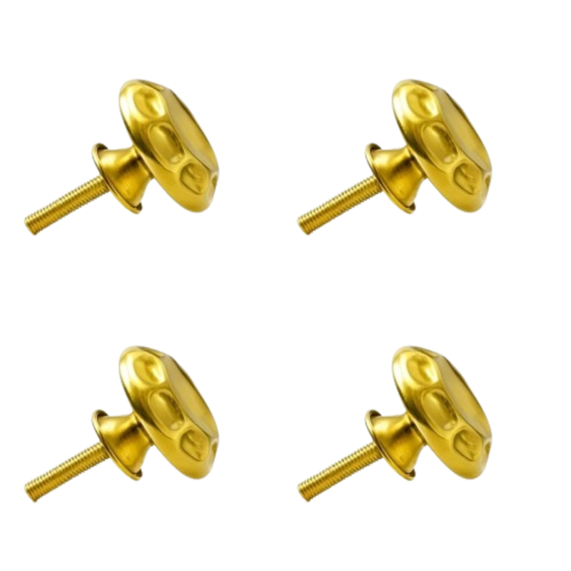 Mix & Match Crown 40mm Brass Golden Round Handmade Cabinet Knob for Wardrobe, Drawer & Cupboard (Pack of 4)
