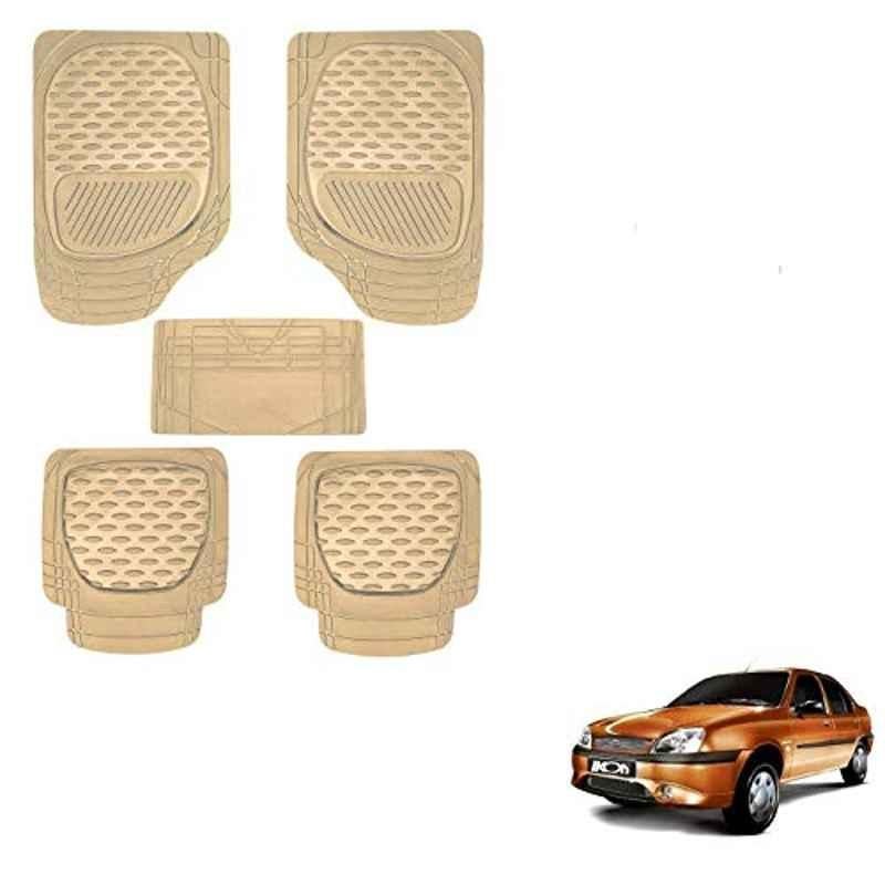 Kozdiko 6255 5 Pcs Rubber & PVC Beige Car Foot Mat Set for Ford Old Figo (2009-2014)