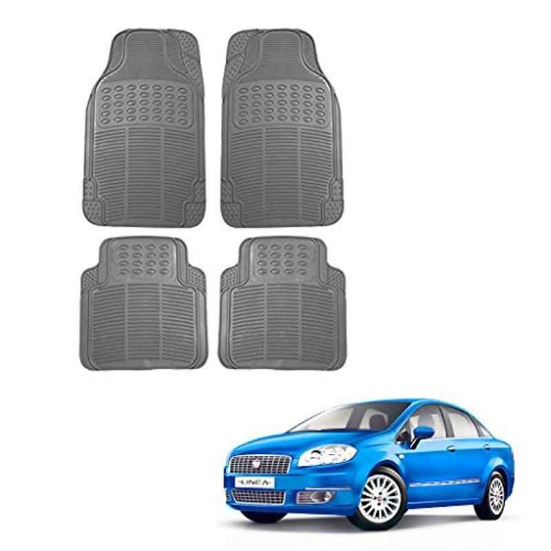 Kozdiko 4 Pcs Grey Rubber Car Mat Set for Fiat Linea Classic