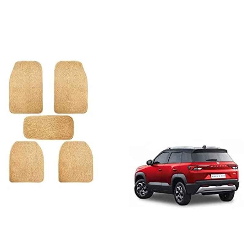 Kozdiko 5 Pcs Beige Heavy Duty Anti-Slip Noodle Nomad Style Car Floor Mat Set for Maruti Suzuki Brezza New 2022