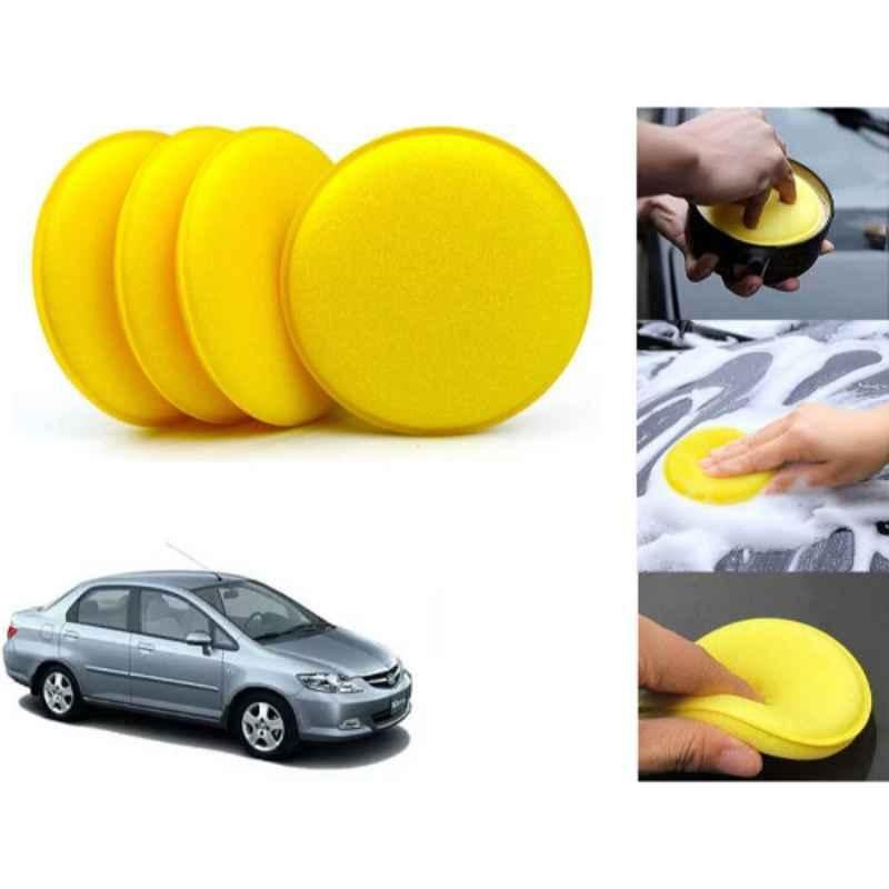 Auto Pearl Polyurethane Beige Washing & Waxing Polish Foam Sponge for City ZX 2009-2010 (Pack of 4)