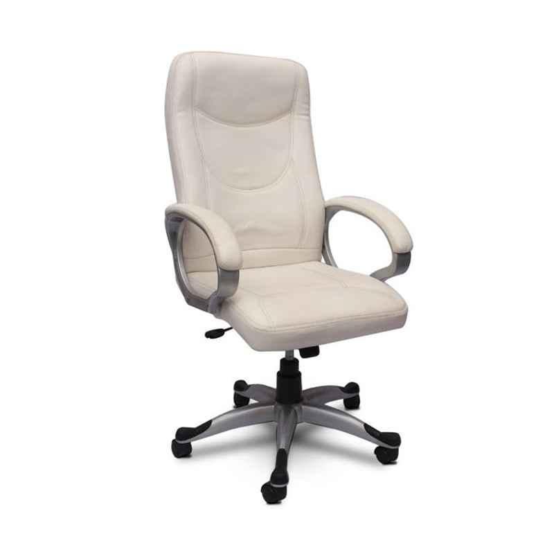 Caddy PU Leatherette Light Cream Adjustable Office Chair with Back Support DM 86 Pack of 2