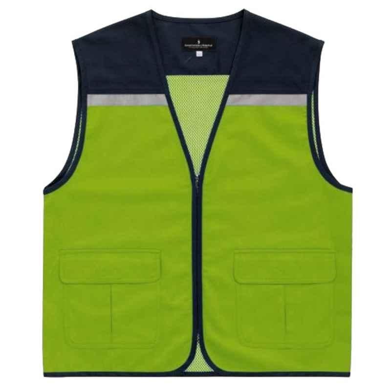 Superb Uniforms Cotton Navy Lime Industrial Mesh Safety Vest, SUW/NGr/HVVJ02, Size: 3XL