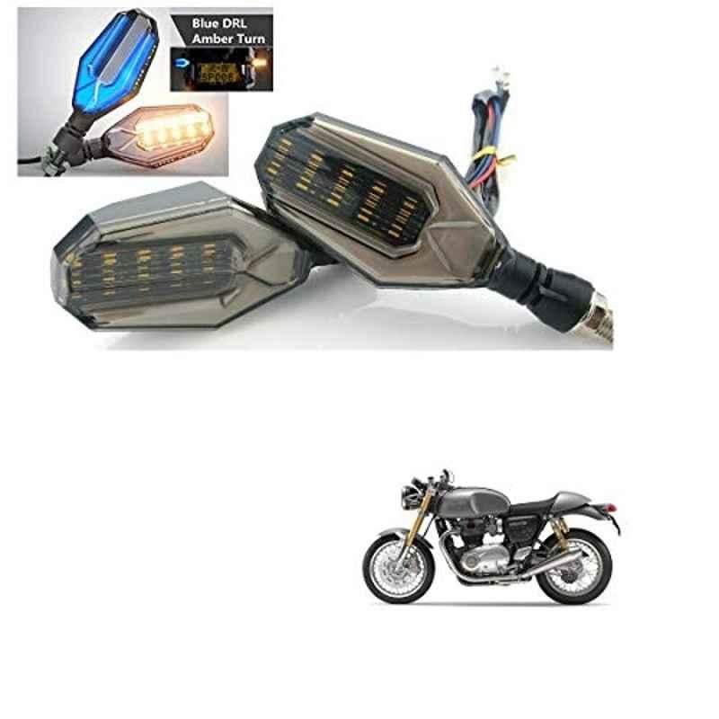 Kozdiko 4 Pcs Plastic Front & Rear U Shape Dual Color DRL LED BIke Indicator Set for Triumph Thruxton