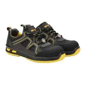 Liberty Warrior Envy Neptune Leather Steel Toe Black & Yellow Work Safety Shoes, Size: 5