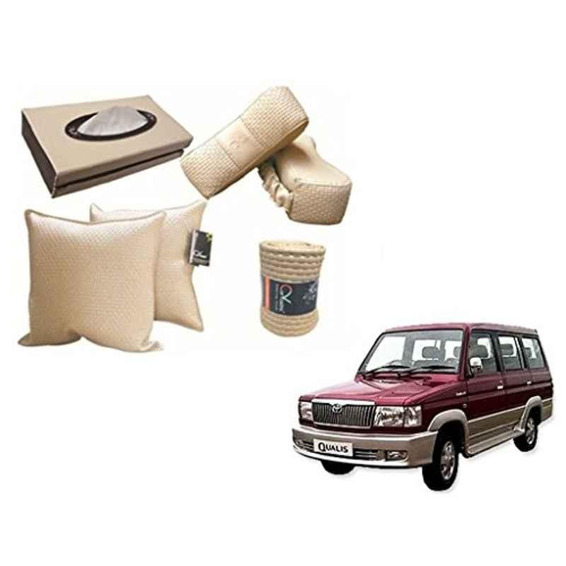 Kozdiko One Pair Black Cushion & One Pair Black Neck Rest Combo for Toyota Qualis