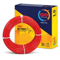 GVD 4 Sqmm Red Single Core FR PVC Flexible Insulated Copper Wire for Home, Domestic & Industrial Use, Length: 45 m