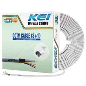 KEI 3+1 Copper RG59 PVC White CCTV Camera Cable for Residential, Offices & Hotel, Length: 90 m