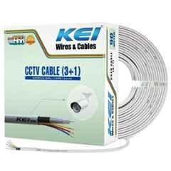 KEI 3+1 Copper RG59 PVC White CCTV Camera Cable for Residential, Offices & Hotel, Length: 90 m
