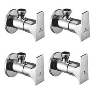 Cliquin Siya Brass Silver Chrome Wall Mounted Angle Valve with Wall Flange (Pack of 4)