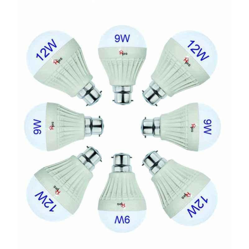 Homepro Combo of 4 Pieces 9W & 4 Pieces 12W White LED Bulbs