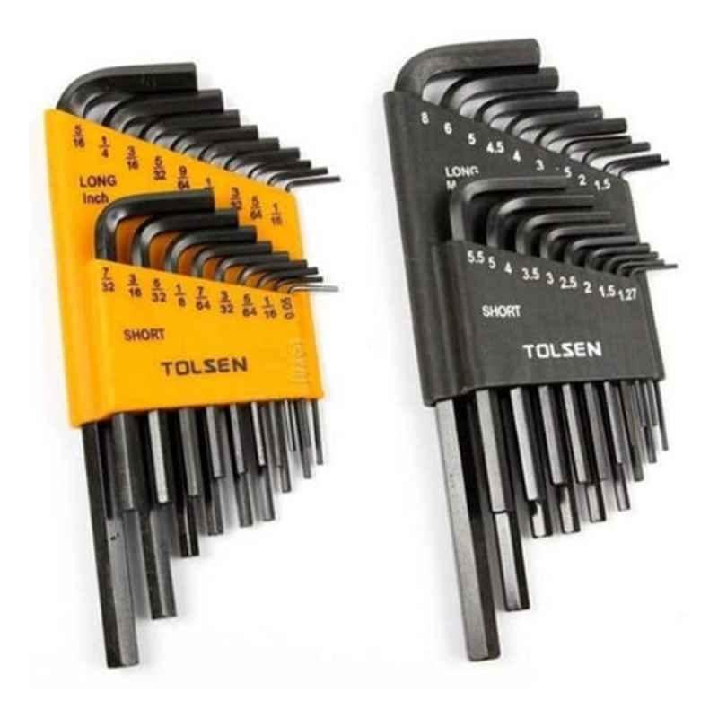 Tolsen 36 Pcs inch & Metric Hex Key Set, 20094