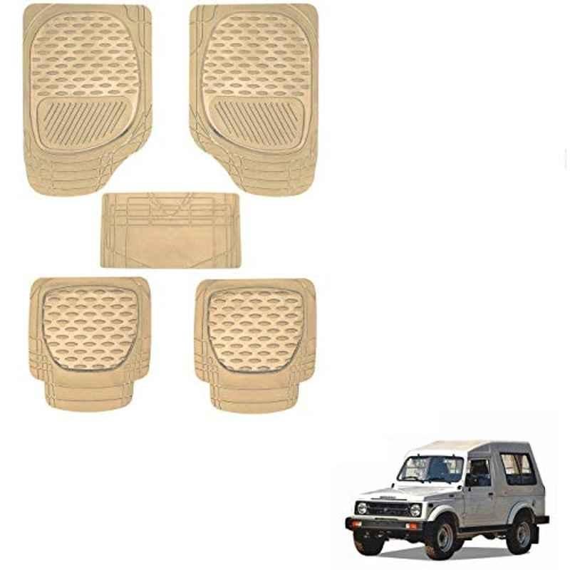 Kozdiko 6255 5 Pcs Rubber & PVC Beige Car Foot Mat Set for Maruti Suzuki Jimny