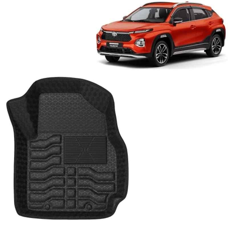 Kingsway 3 Pcs Premium 4.5D 100% Waterproof Tray Shape PVC Black Car Floor Mat Set for Toyota Taisor 2024 Onwards All Model