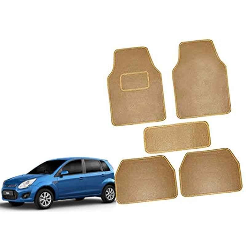 Auto Pearl 5 Pcs Polyester Beige Car Floor Carpet Set for Ford Figo 2010-2012