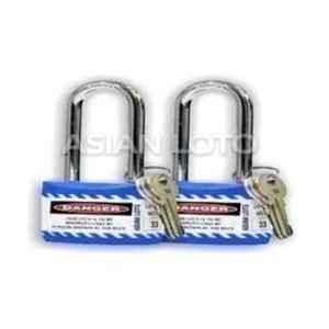 Asian Loto 2 Pcs Metal & Plastic Blue Long Shackle Jacket Padlock Set with 3 Keys, ALC-LPR